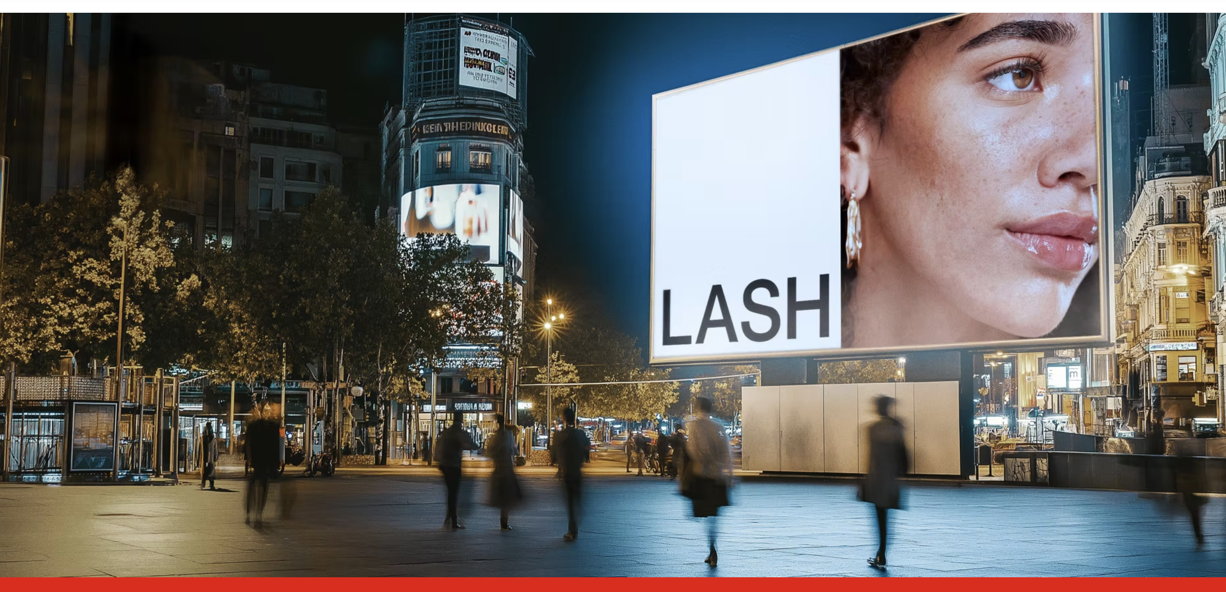 Night city LASH cosmetic billboard campaign